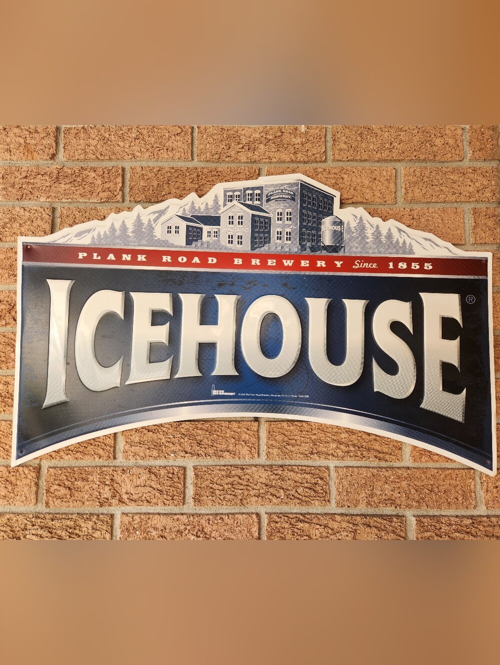 ICEHOUSE PLANK ROAD BREWERY SIGN Metal Dated 2010 28"x 15"